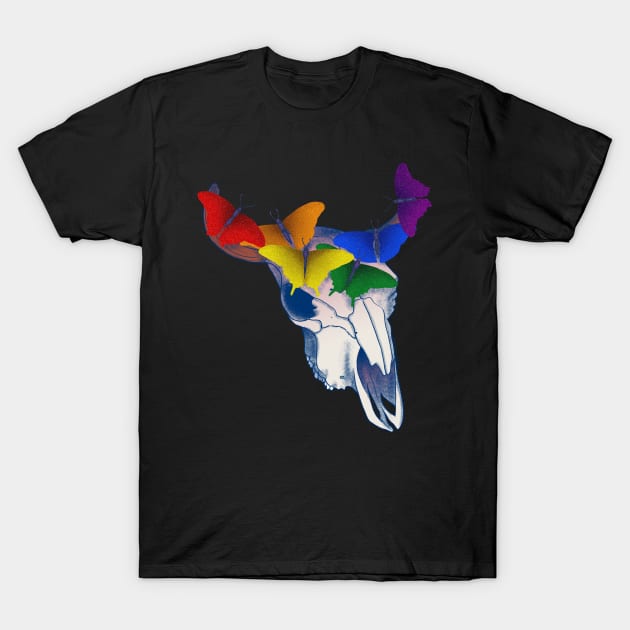 Gay Pride Skull T-Shirt by DustbunnyStudios